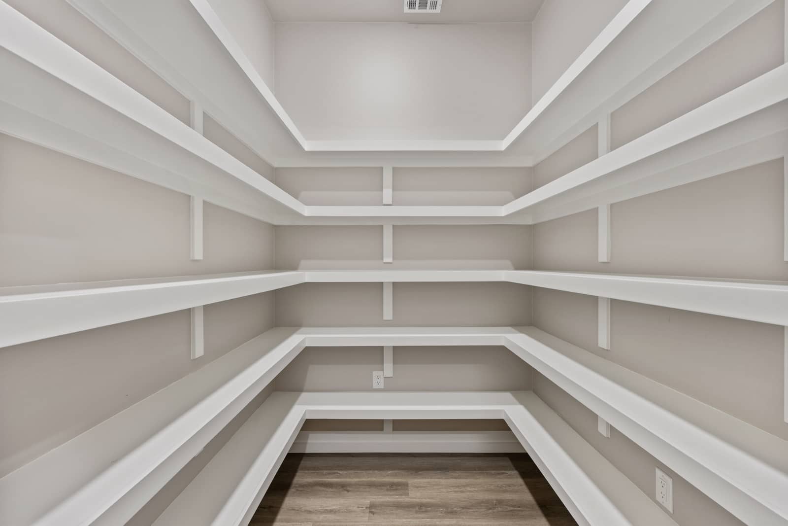Walk-in pantry with wraparound shelving at 262 Sunday Drive