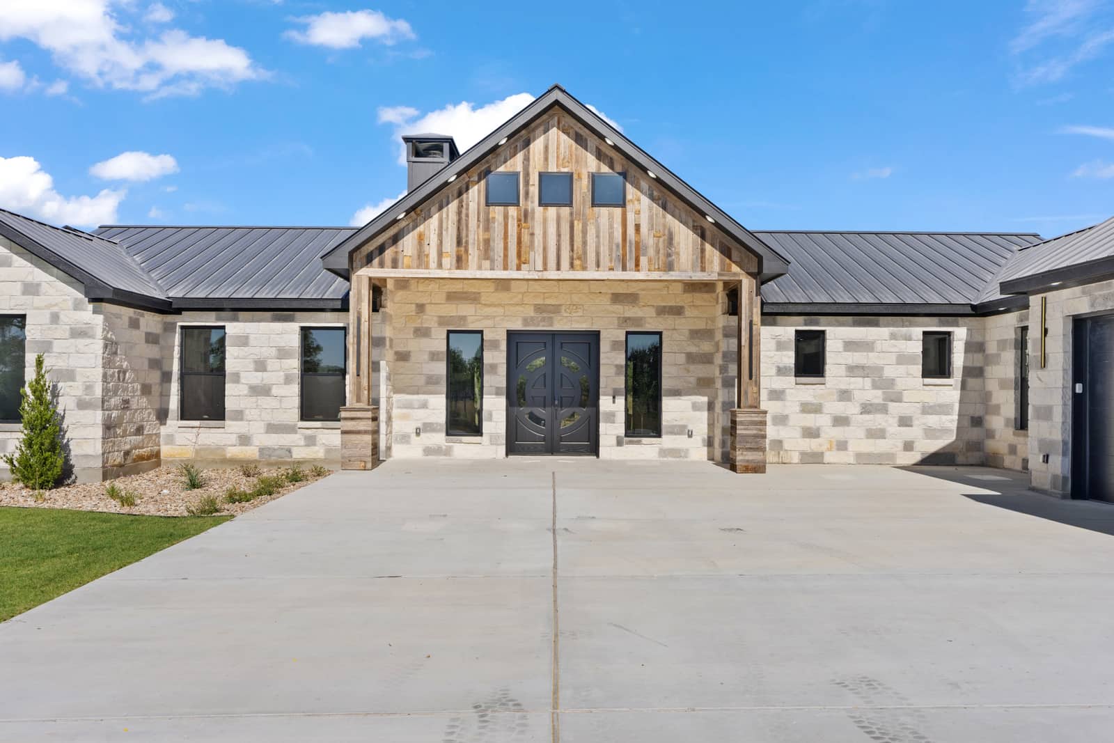 Stone and wood front entry at 271 Sunday Drive